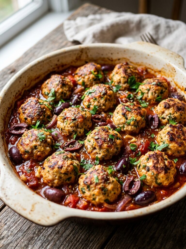 Mediterranean Baked Chicken Meatballs with Tomato Olive Sauce Recipe 17 Mediterranean baked chicken meat… 202605082025
