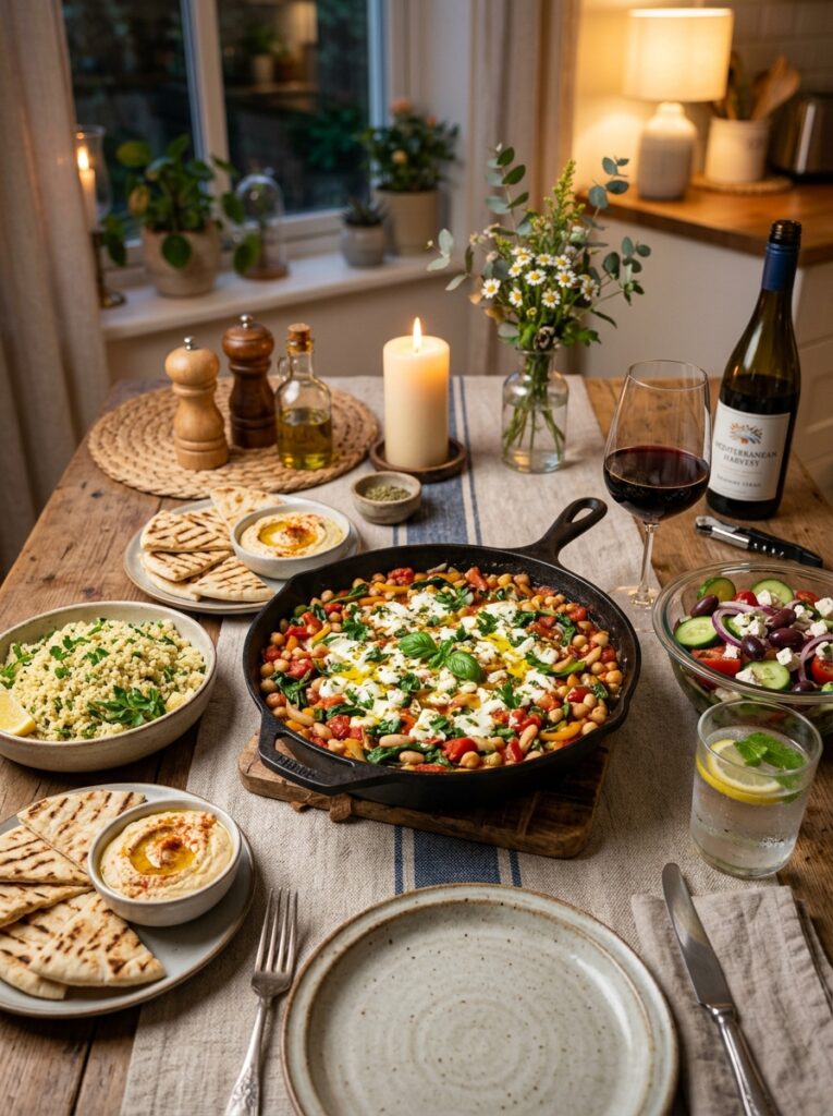 beginner mediterranean bean tomato skillet recipe: Easy One-Pan Dinner 4 Mediterranean bean tomato skillet 202605241452 1