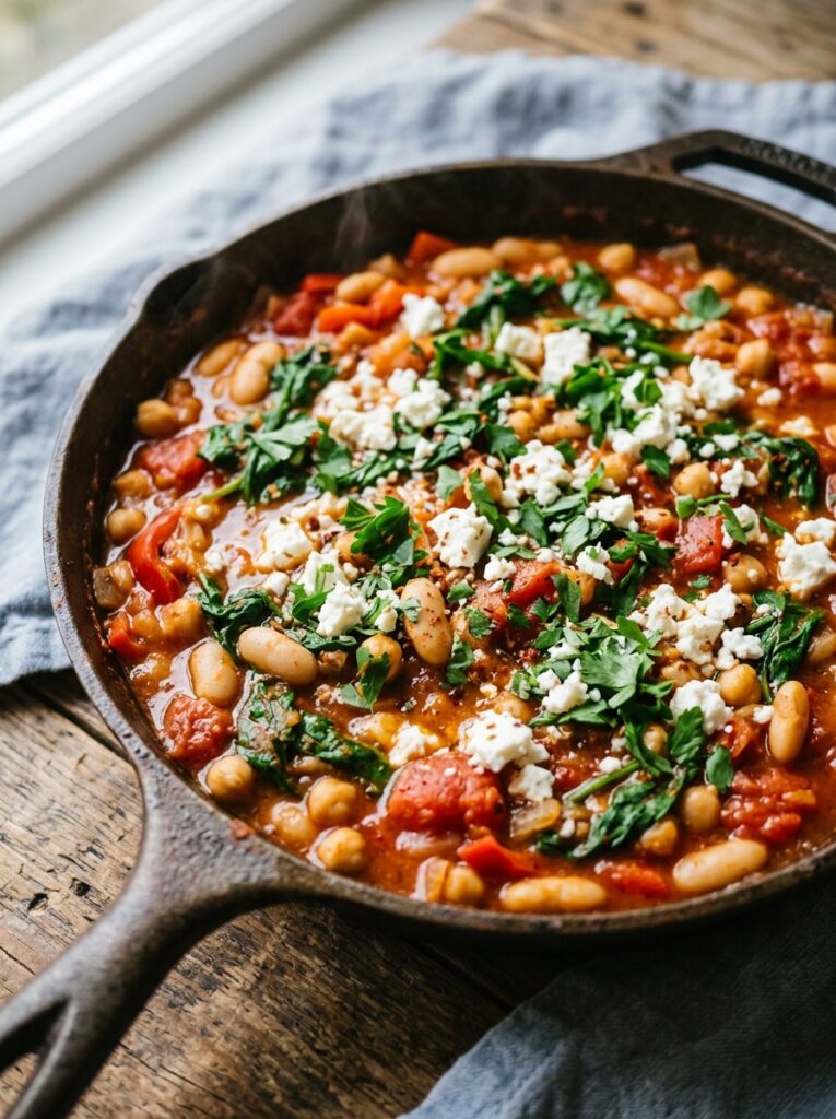 beginner mediterranean bean tomato skillet recipe: Easy One-Pan Dinner 1 Mediterranean bean tomato skillet 202605241452