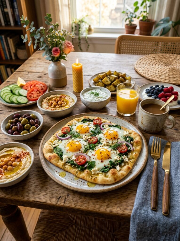 Mediterranean Breakfast Naan with Eggs Feta and Spinach Recipe 15 Mediterranean breakfast naan egg… 202605142258