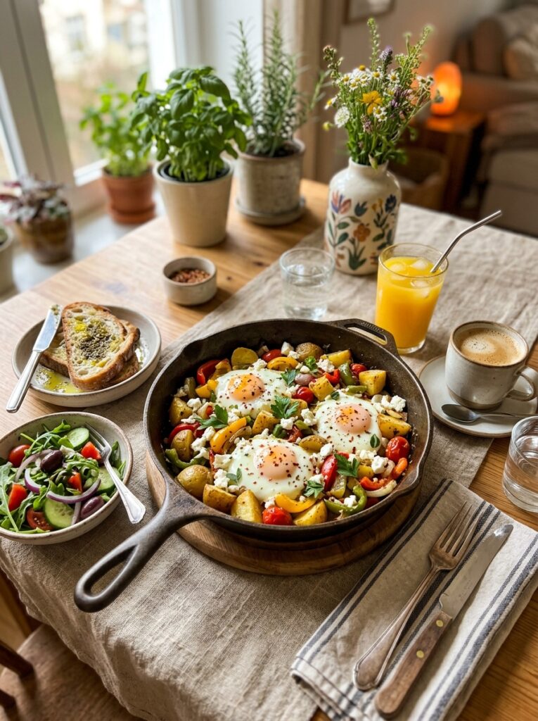 mediterranean breakfast skillet with potatoes peppers and eggs recipe 15 Mediterranean breakfast skillet … 202605111201