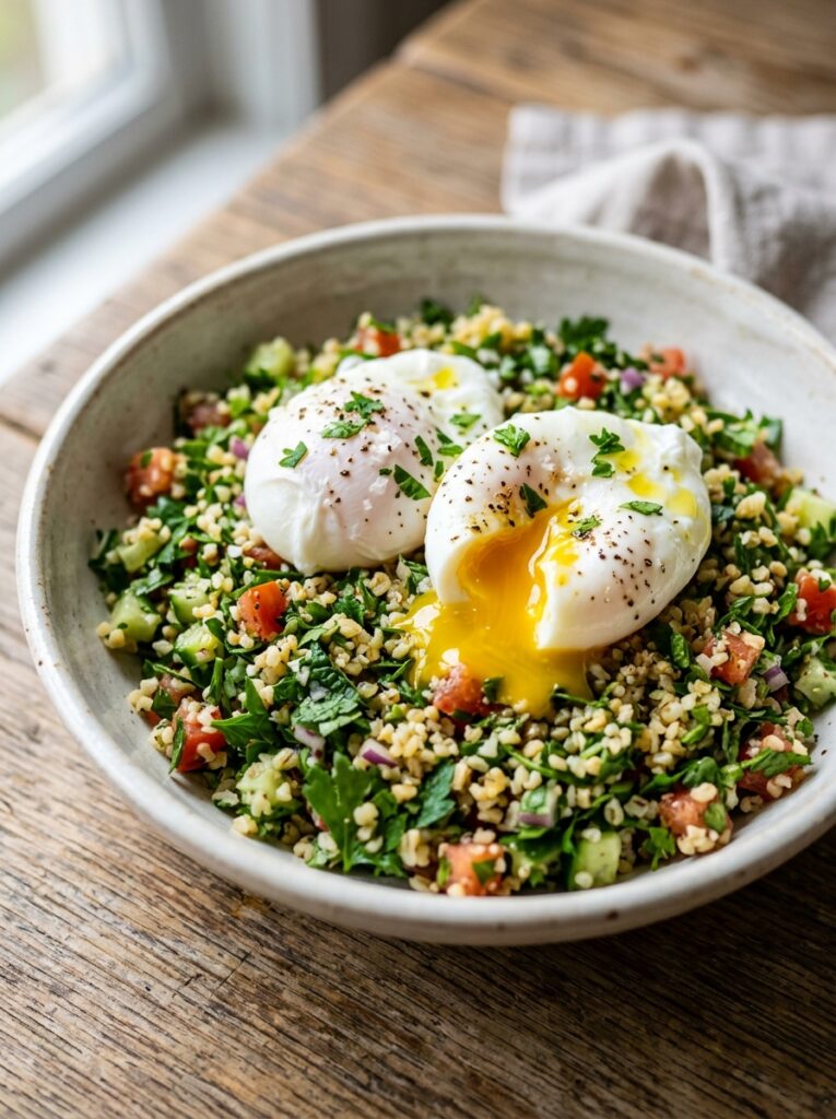 Mediterranean Breakfast Tabbouleh with Poached Eggs Recipe 12 Mediterranean breakfast tabboule… 202605231509