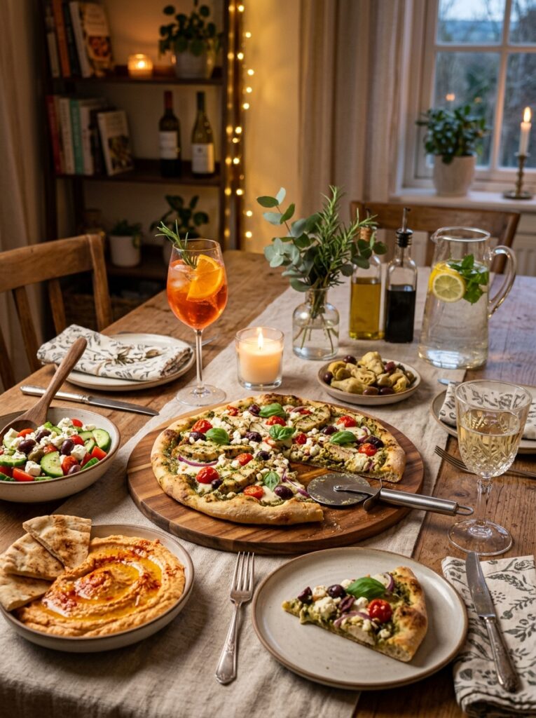 Mediterranean Chicken Pesto Flatbread Pizza Dinner Recipe 15 Mediterranean chicken pesto flat… 202605161406