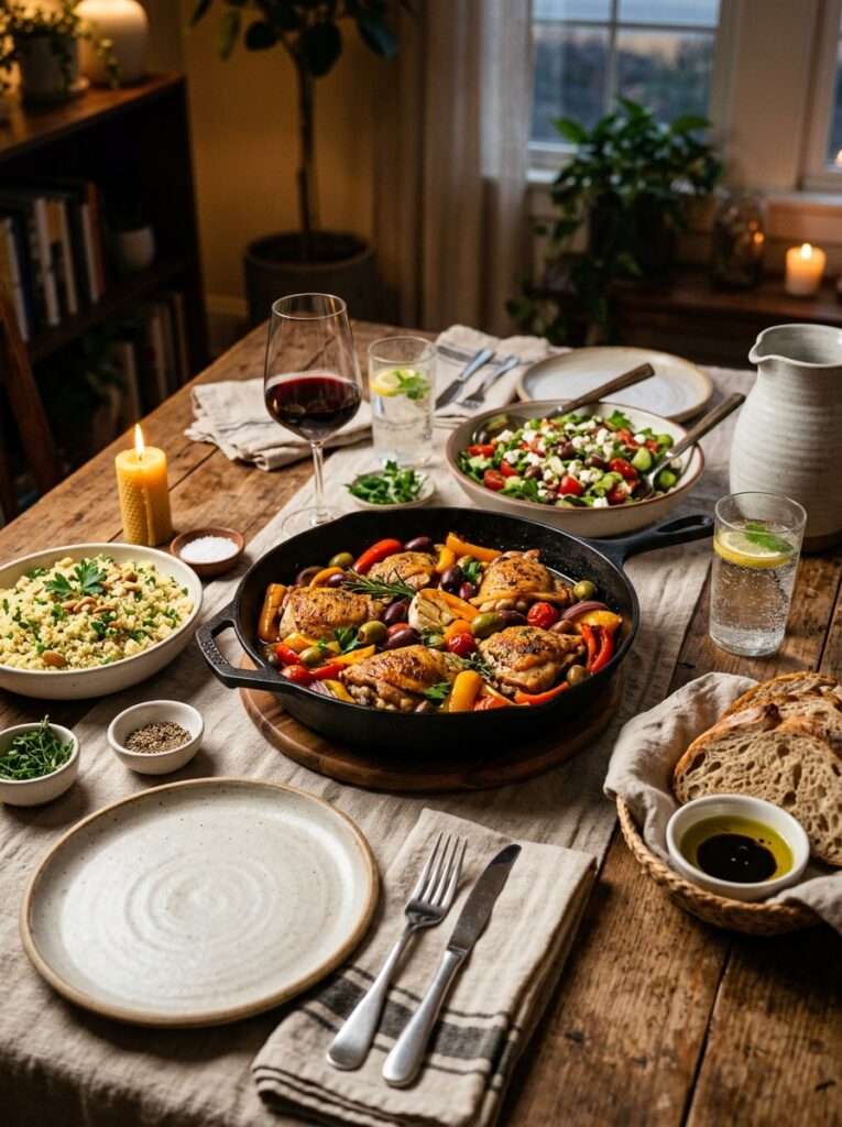 mediterranean roasted pepper chicken skillet with olives recipe 15 Mediterranean chicken skillet re… 202605241512