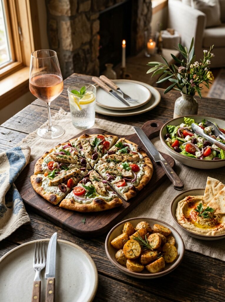 Mediterranean Chicken Tzatziki Flatbread Pizza Recipe 15 Mediterranean chicken tzatziki f… 202605101327