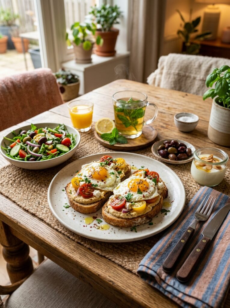 Mediterranean Egg and Hummus Toast with Cherry Tomatoes Recipe: A Flavorful Breakfast Idea 15 Mediterranean egg hummus toast 202605091909