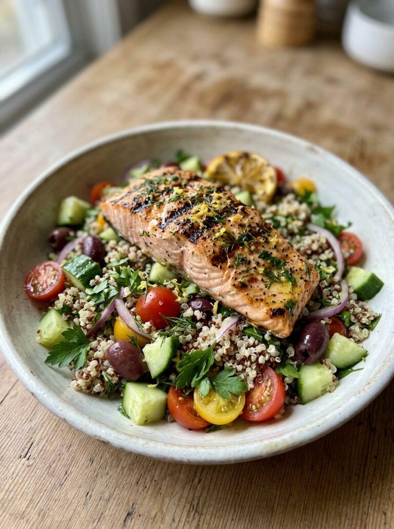 Mediterranean Grilled Salmon Grain Salad Recipe 17 Mediterranean grilled salmon gra… 202605231520