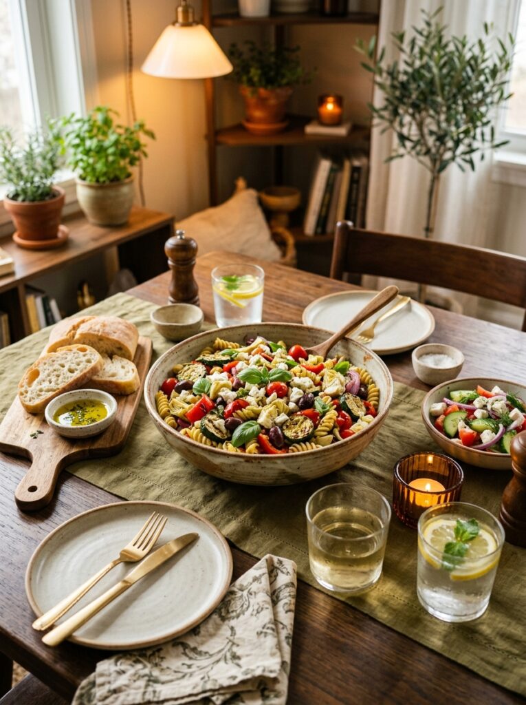 Mediterranean Grilled Veggie Pasta Salad with Basil Vinaigrette Recipe 15 Mediterranean grilled veggie pas… 202605311559