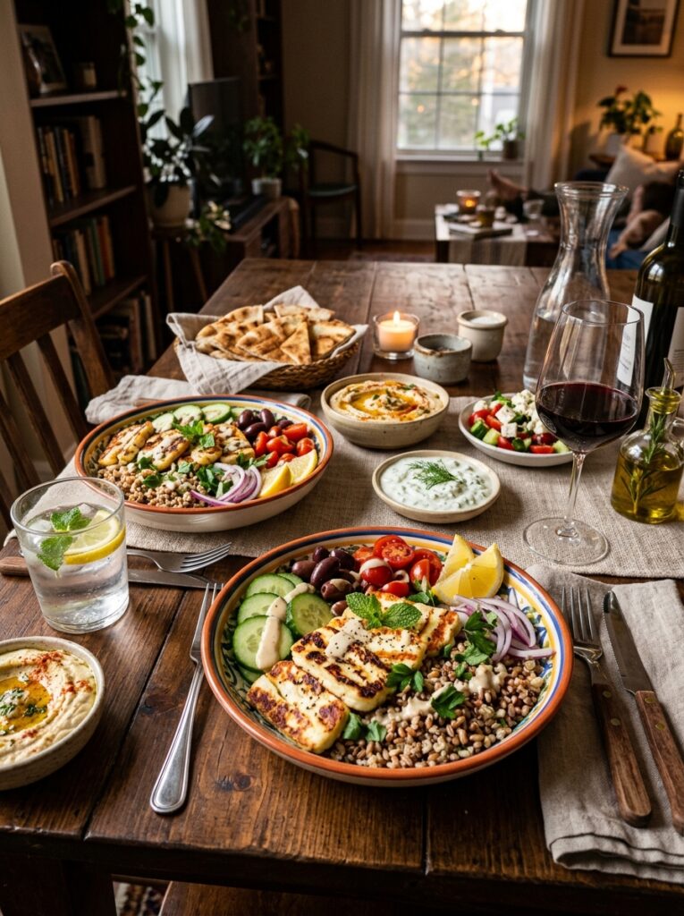 Mediterranean Grilled Halloumi Grain Bowls with Cucumbers Recipe 15 Mediterranean halloumi grain bow… 202605171625