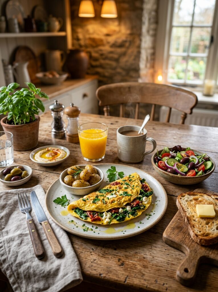 Mediterranean Spinach Sun Dried Tomato Omelet Recipe 15 Mediterranean omelet recipe setup 202605251418