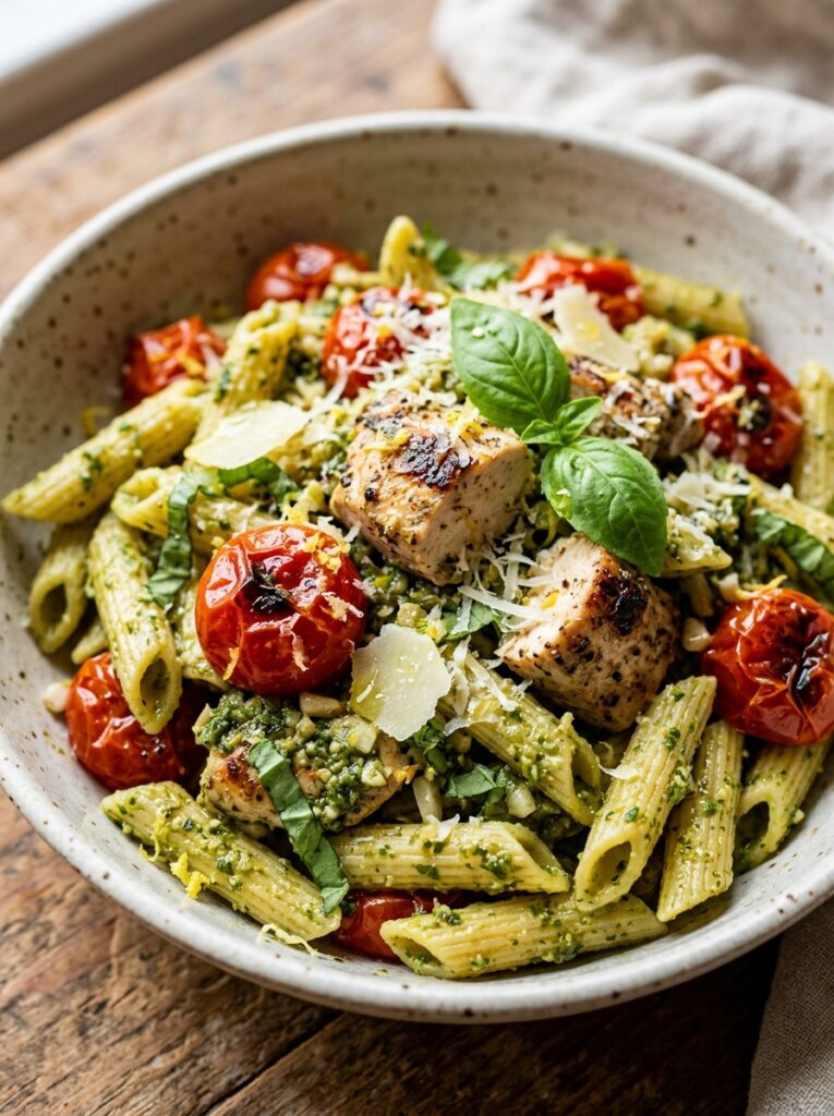 Mediterranean Pesto Chicken Pasta with Roasted Tomatoes Recipe 12 Mediterranean pesto chicken pasta 202605042212