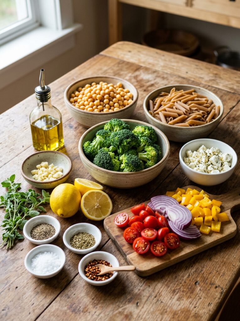 Mediterranean roasted broccoli chickpea pasta with feta recipe 13 Mediterranean roasted broccoli c… 202605101309