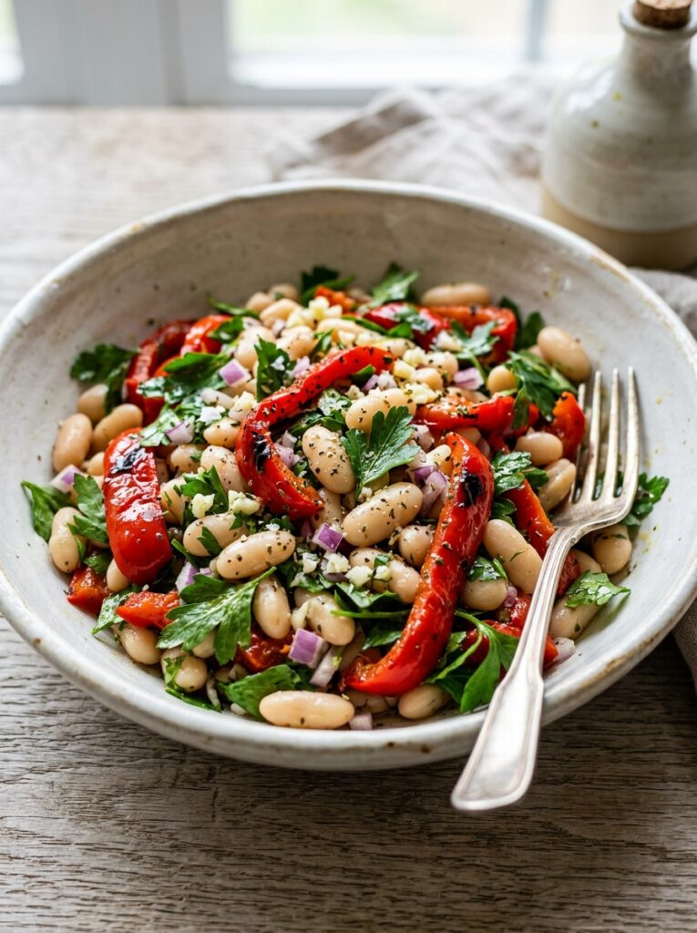 Mediterranean Roasted Pepper White Bean Salad Recipe 12 Mediterranean roasted pepper whi… 202606021933