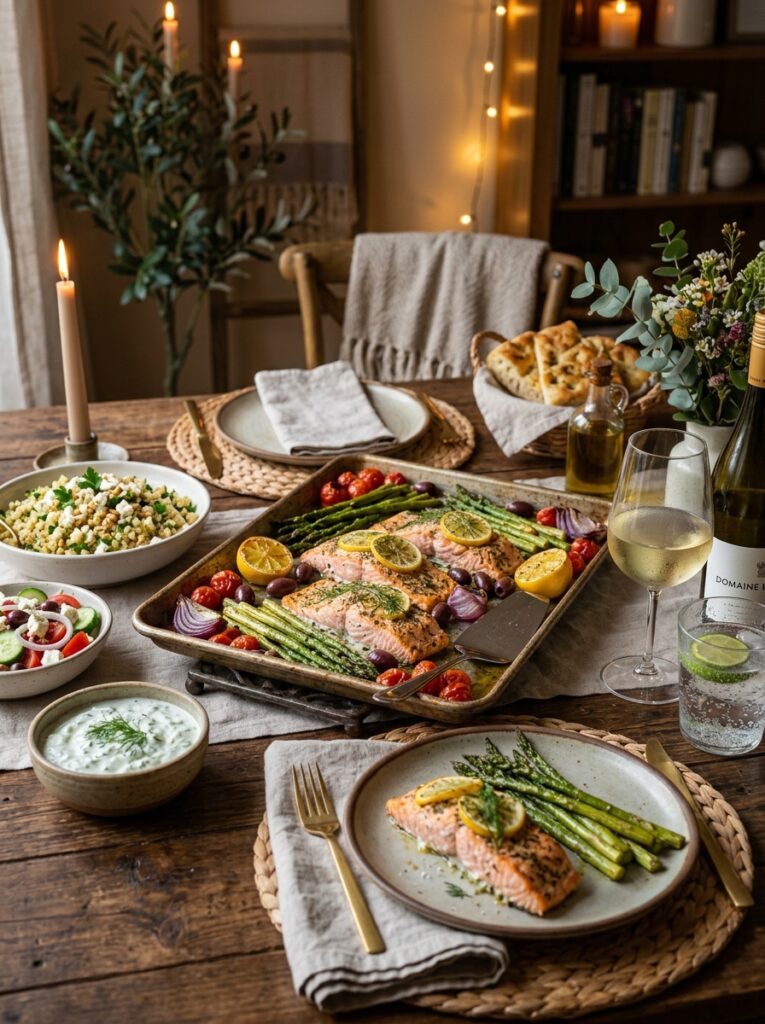 Mediterranean Sheet Pan Salmon with Asparagus and Olives Recipe 15 Mediterranean salmon asparagus o… 202605141135