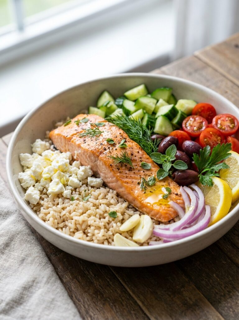 Mediterranean salmon rice bowls 202605131722