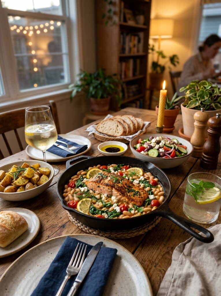 Mediterranean Salmon and White Bean Skillet Dinner Recipe: A Healthy One-Pan Meal 15 Mediterranean salmon white bean … 202605251423