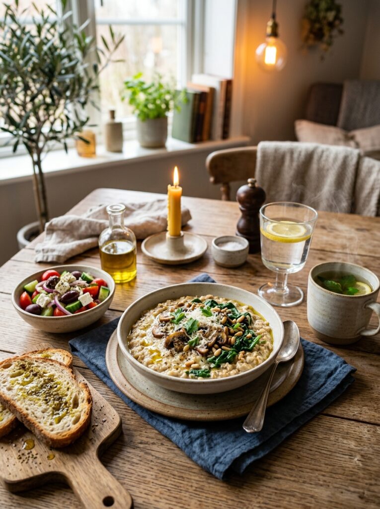 Mediterranean Savory Oats with Mushrooms Spinach and Parmesan Recipe 15 Mediterranean savory oats recipe 202605062218 1