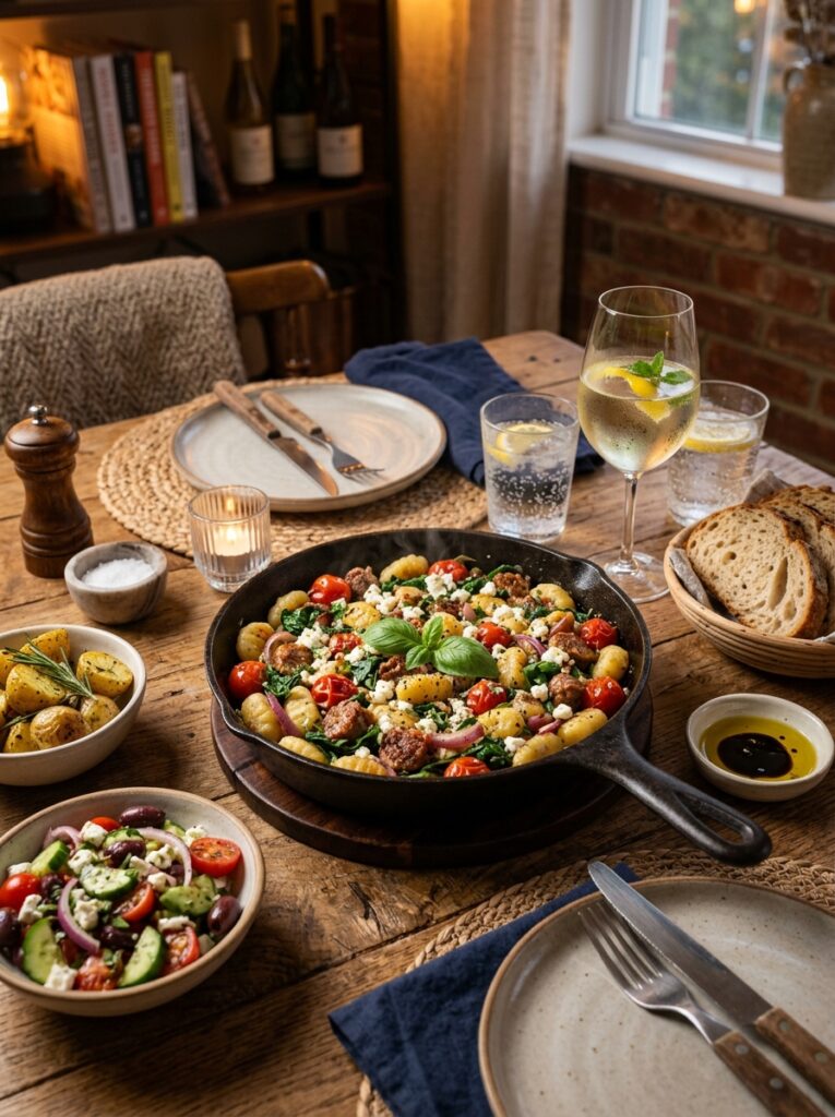 Mediterranean Skillet Gnocchi with Sausage Spinach and Feta Recipe 15 Mediterranean skillet gnocchi setup 202605091912