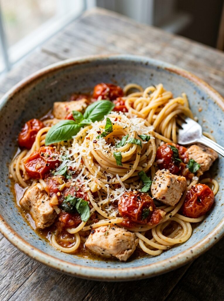 beginner mediterranean tomato basil chicken pasta recipe 12 Mediterranean tomato basil chick… 202605032146