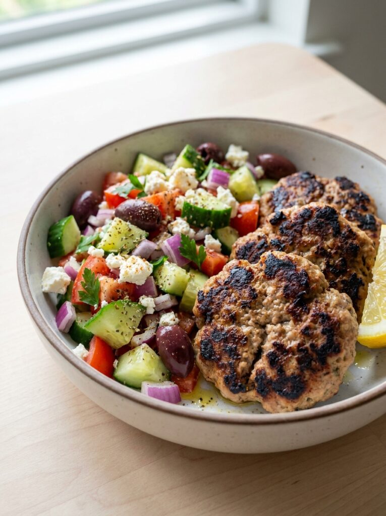 Mediterranean turkey burger bowls 202605131731