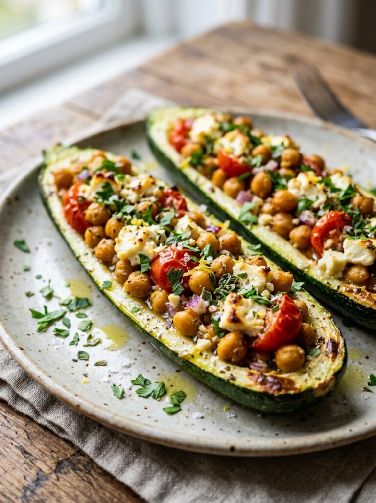 Mediterranean Baked Zucchini Boats with Chickpeas and Feta Recipe 17 Mediterranean zucchini boats recipe 202605111215