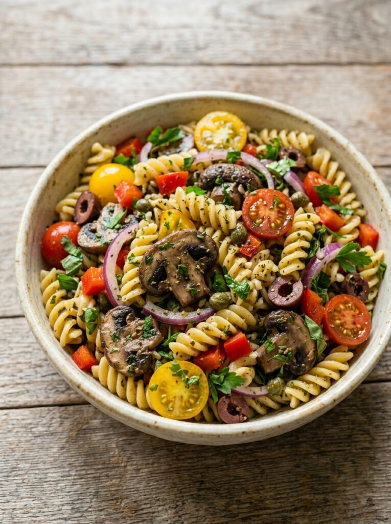 Garlic Herb Marinated Mushroom Pasta Salad 1 Mushroom pasta salad recipe 202606062010
