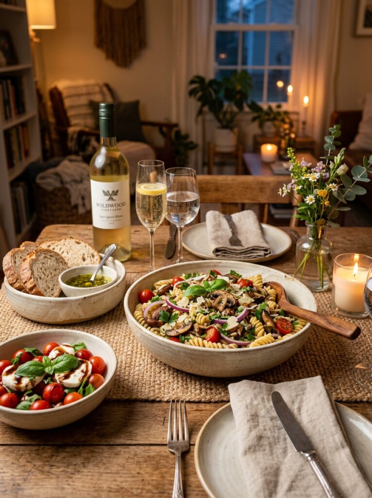 Garlic Herb Marinated Mushroom Pasta Salad 4 Mushroom pasta salad side dishes 202606062010