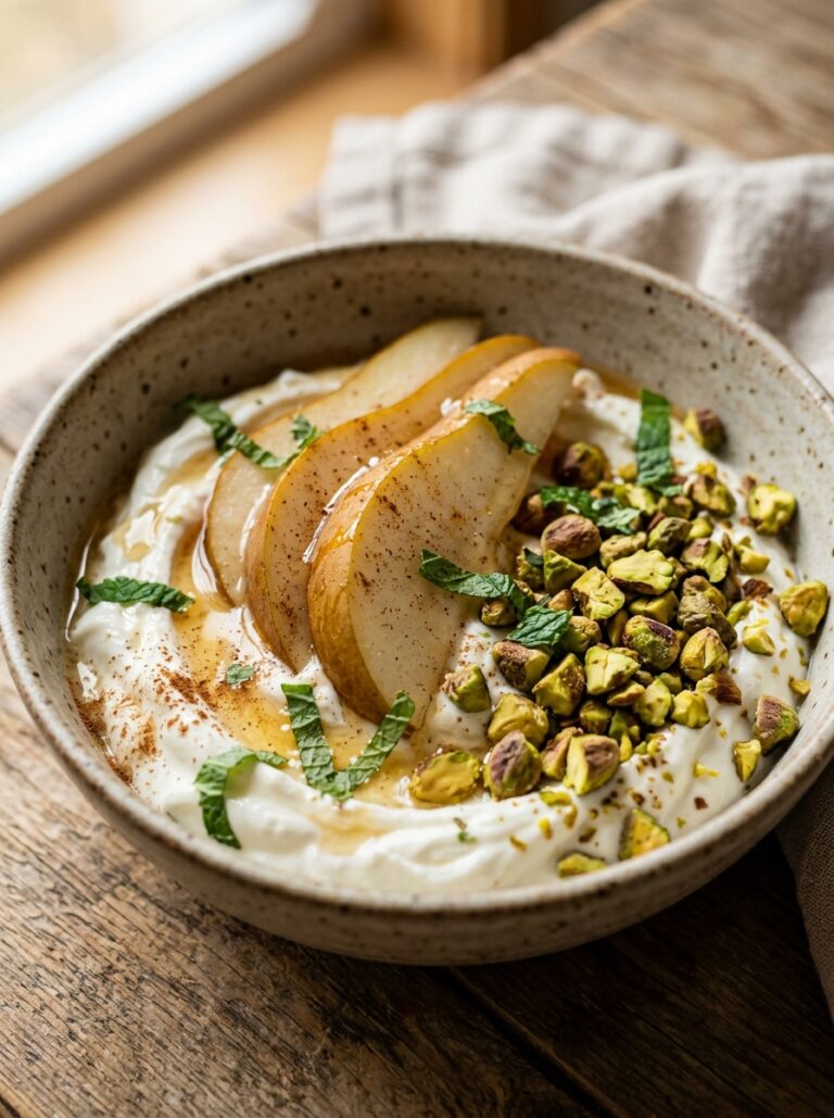 Mediterranean Pear Yogurt Bowl with Pistachios Recipe 17 Pear Yogurt Bowl with Pistachios 202605291446