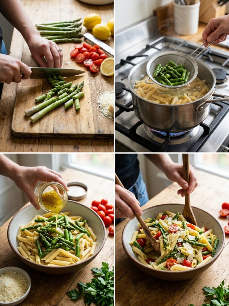Zesty Lemon Parmesan Asparagus Pasta Salad: The Ultimate Fresh and Flavorful Summer Dish 3 Preparing lemon parmesan asparag… 202606051708