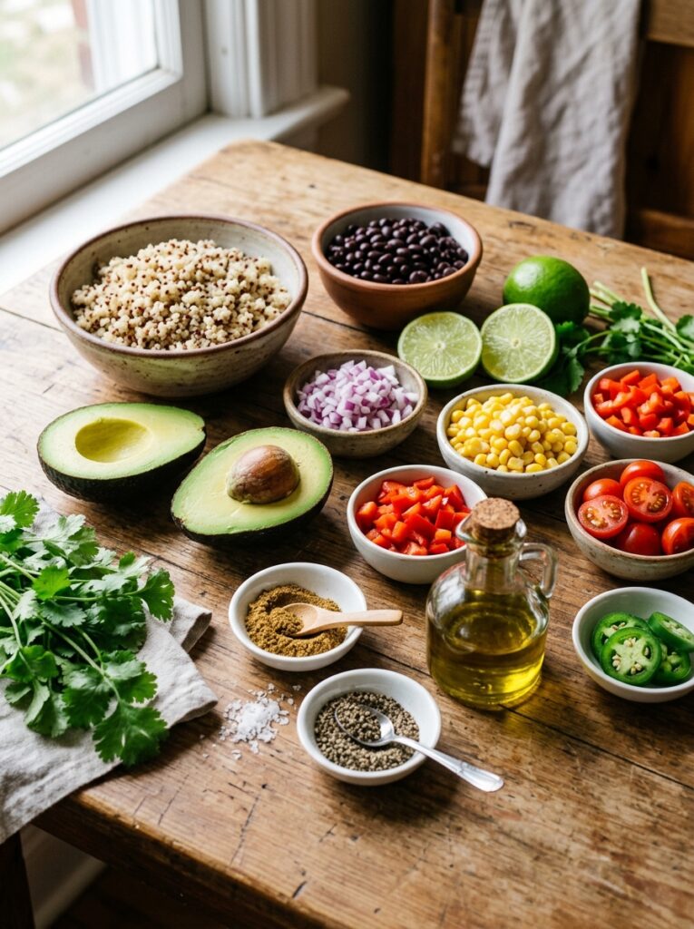 Quinoa black bean salad ingredients 202606091742