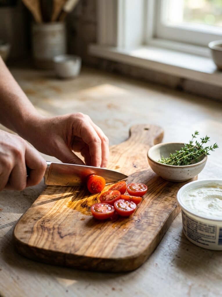 Mediterranean Ricotta Toast with Roasted Tomatoes and Herbs Recipe 14 Ricotta toast with roasted tomatoes 202605082014