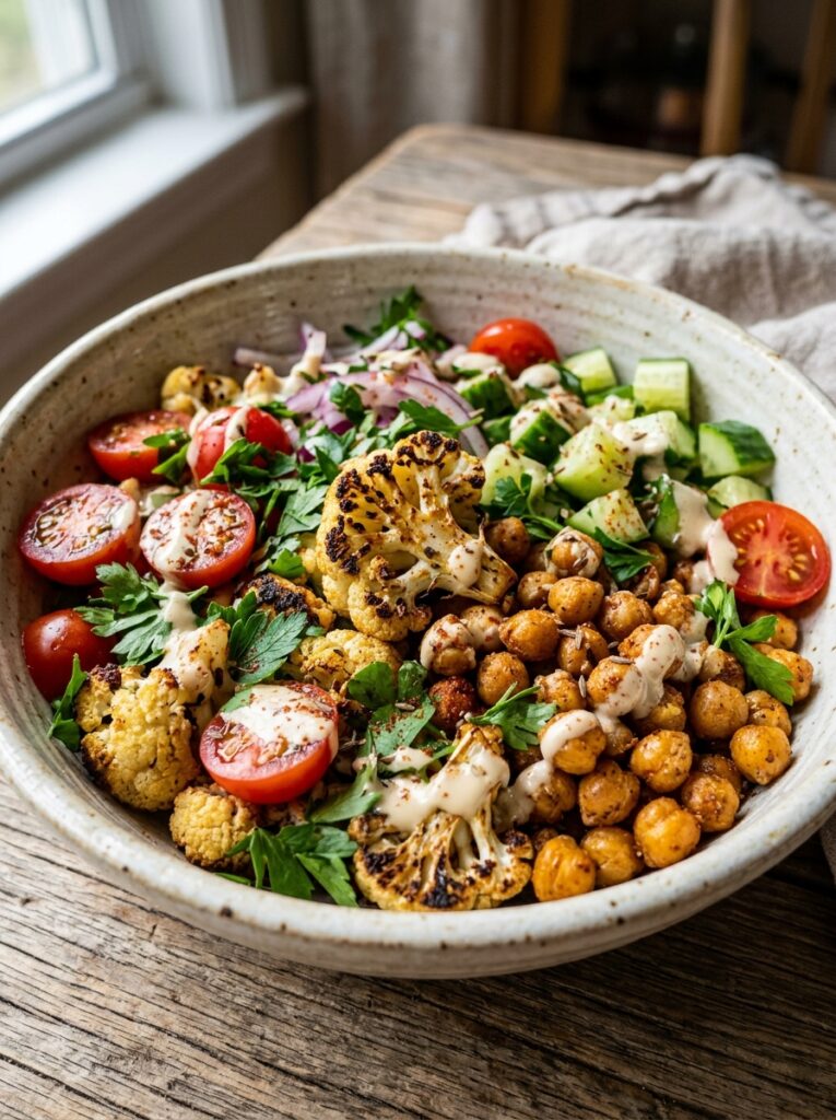 Mediterranean Roasted Cauliflower and Chickpea Dinner Bowls Recipe 1 Roasted cauliflower chickpea din… 202605051958