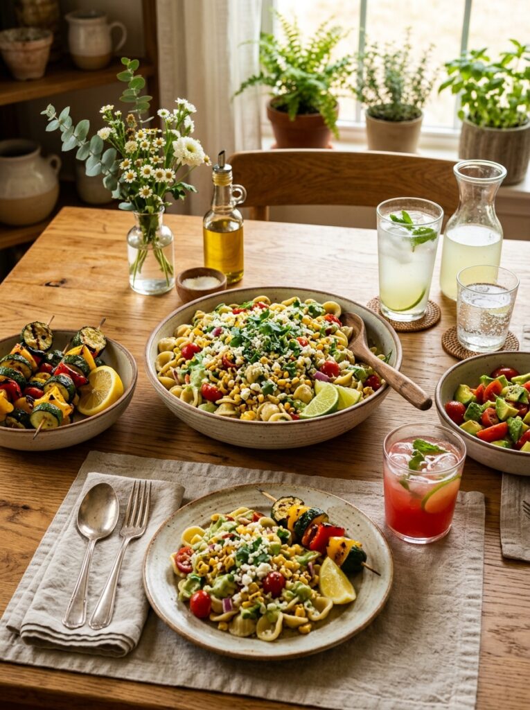Roasted corn cotija cheese pasta salad 15 Roasted corn pasta salad setup 202606062027