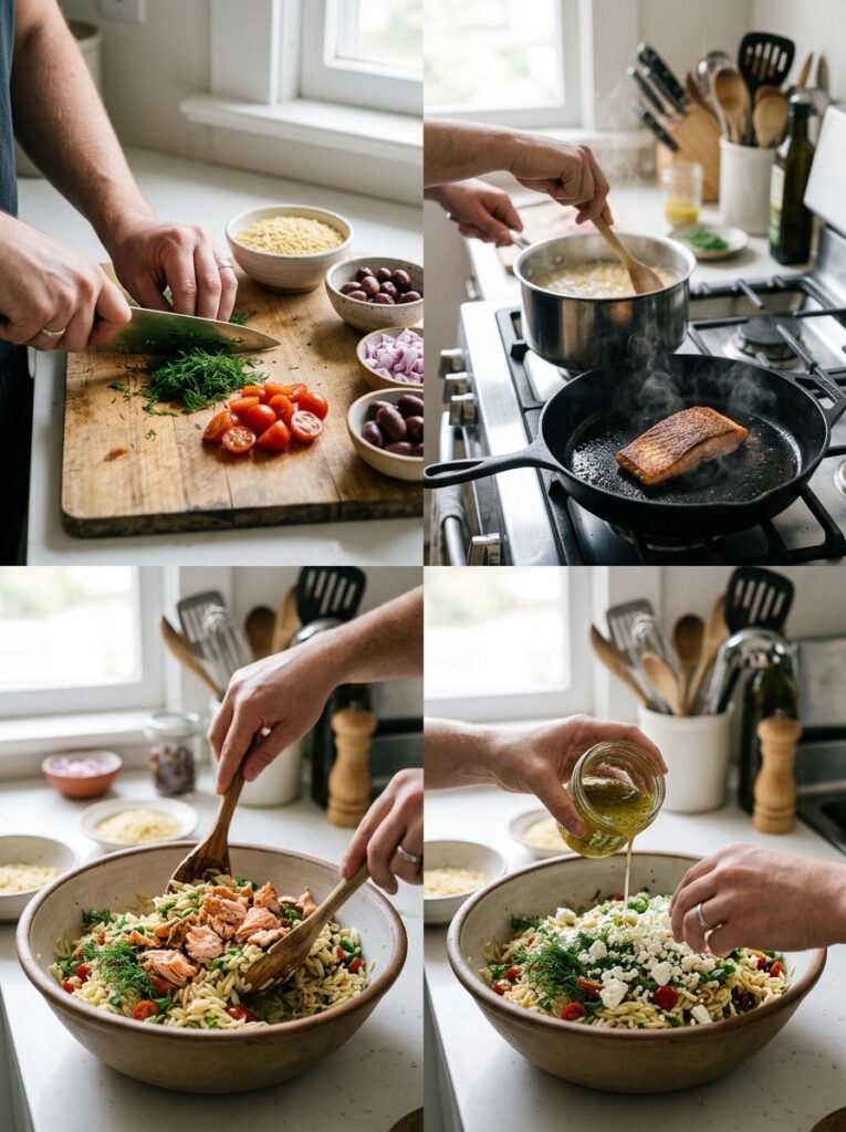 Mediterranean Salmon Orzo Salad with Dill Recipe 14 Salmon orzo salad cooking process 202605121550
