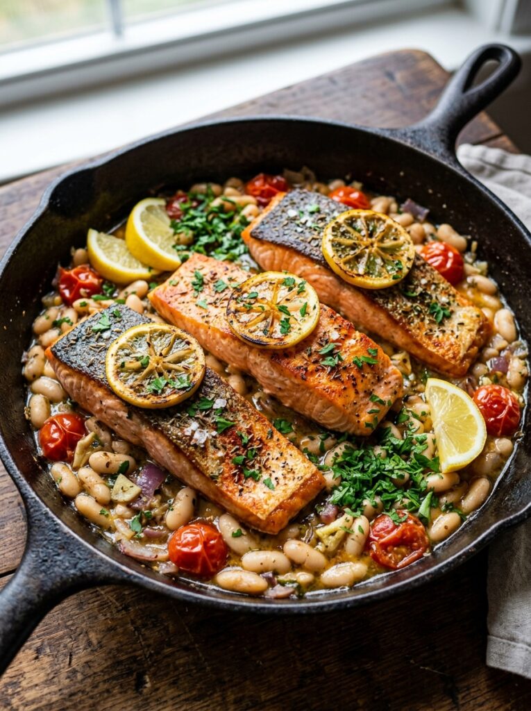 Mediterranean Salmon and White Bean Skillet Dinner Recipe: A Healthy One-Pan Meal 12 Salmon white bean skillet dinner 202605251423
