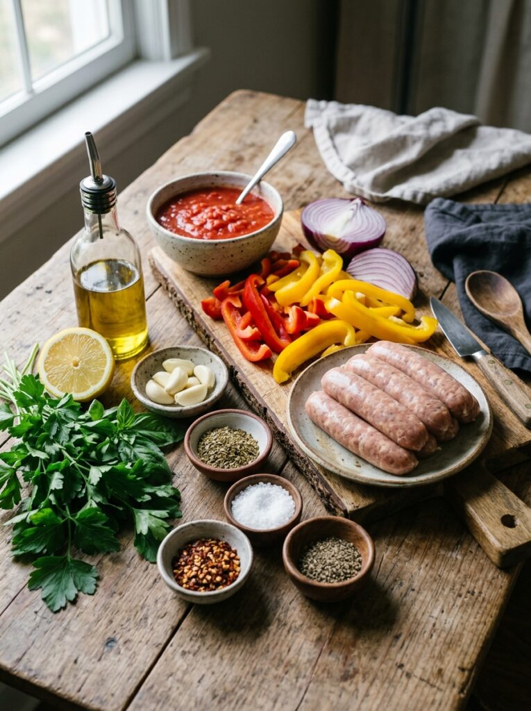 Sausage and peppers recipe ingre… 202605311606