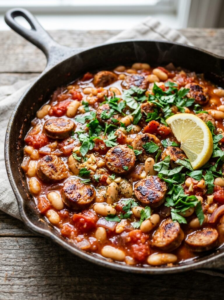 Mediterranean Sausage and White Bean Tomato Skillet Recipe 17 Sausage white bean tomato skillet 202605171655