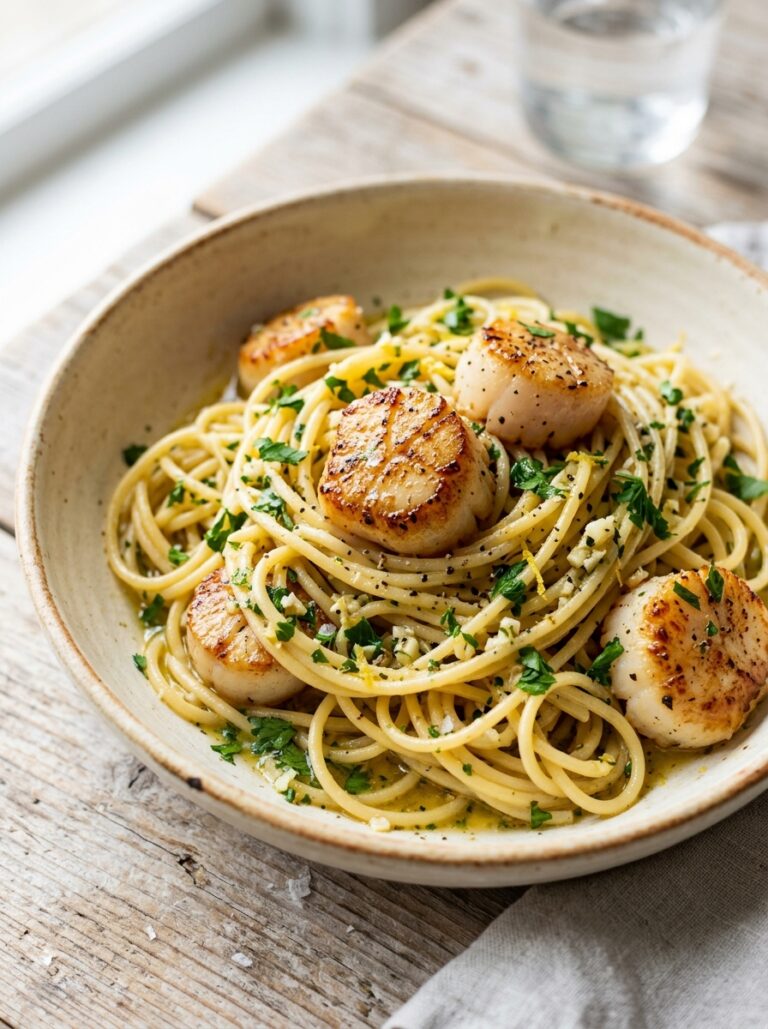 Mediterranean Garlic Butter Scallop Pasta with Herbs Recipe 17 Scallop pasta with herbs 202605111205
