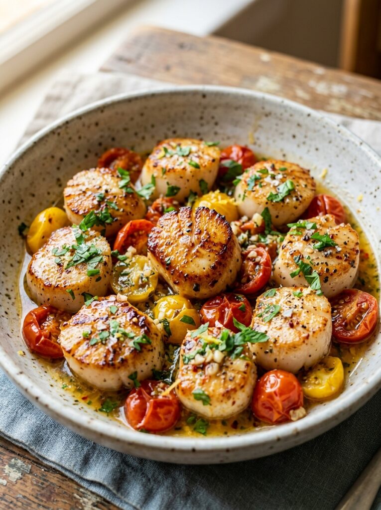Mediterranean Garlic Butter Scallops with Cherry Tomatoes Recipe: A Flavorful and Easy Dinner 1 Scallops with cherry tomatoes 202605051940