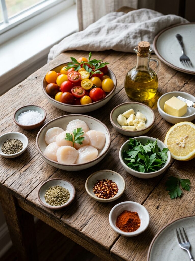 Mediterranean Garlic Butter Scallops with Cherry Tomatoes Recipe: A Flavorful and Easy Dinner 2 Scallops with tomatoes recipe 202605051940