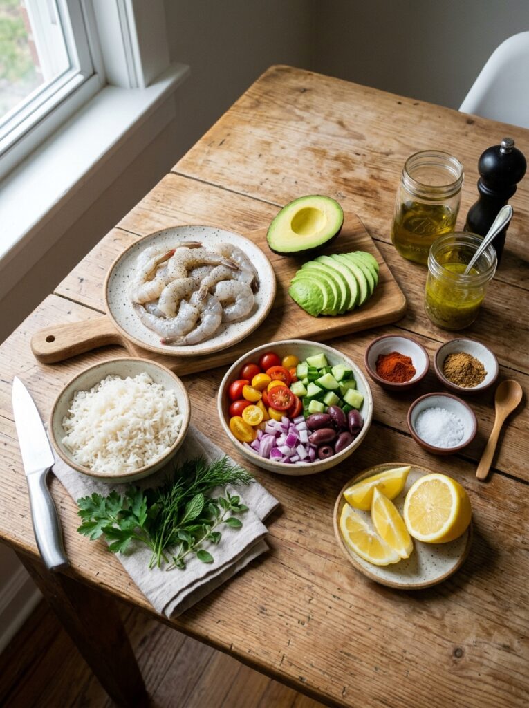 Shrimp avocado rice bowls ingred… 202605121532