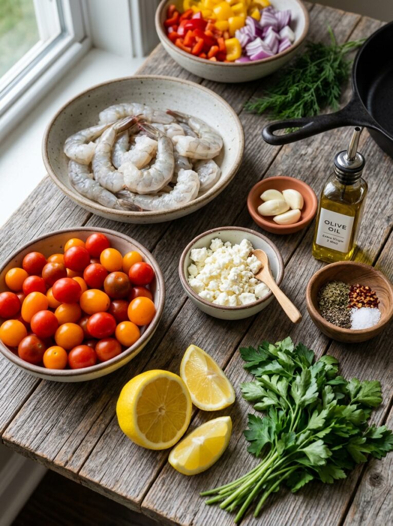 Mediterranean Shrimp Feta Skillet with Blistered Tomatoes Recipe 13 Shrimp feta skillet ingredients … 202605042234