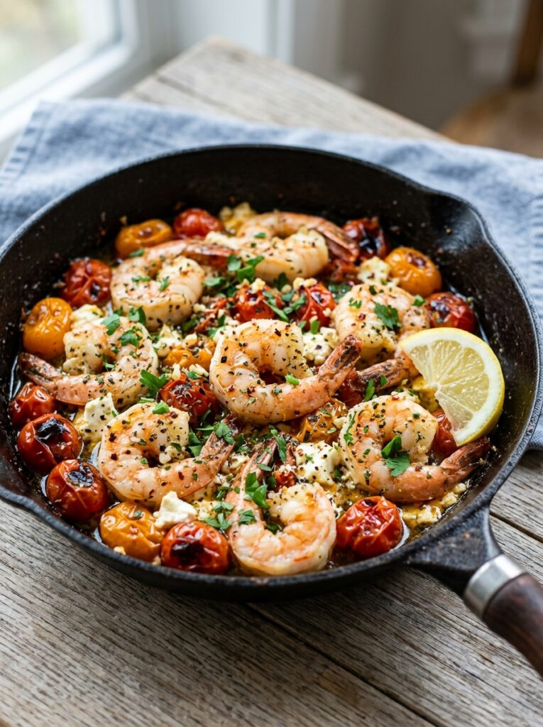 Mediterranean Shrimp Feta Skillet with Blistered Tomatoes Recipe 12 Shrimp feta skillet recipe 202605042234