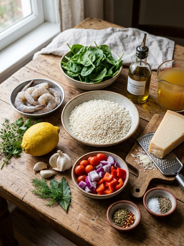 Shrimp spinach risotto ingredien… 202605182324