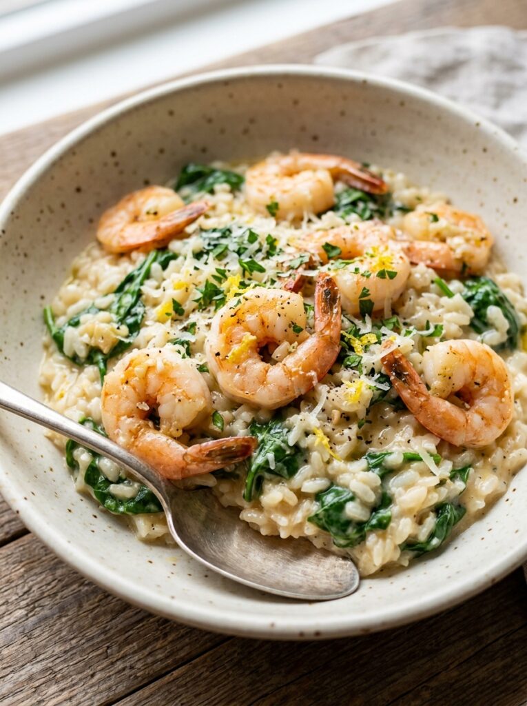 Shrimp spinach risotto with lemon 202605182324