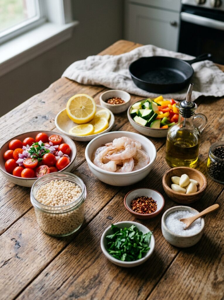 Beginner Mediterranean Shrimp Tomato Couscous Recipe 13 Shrimp tomato couscous ingredien… 202605081208