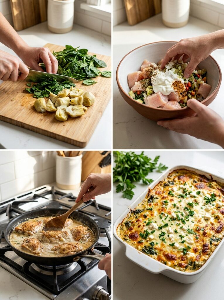 Easy Mediterranean Spinach Artichoke Chicken Bake Recipe 14 Spinach artichoke chicken bake r… 202605131742