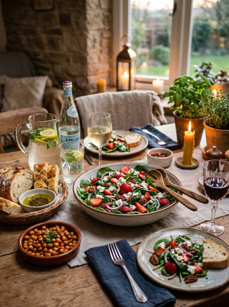 Spinach strawberry feta salad setup 202605021640