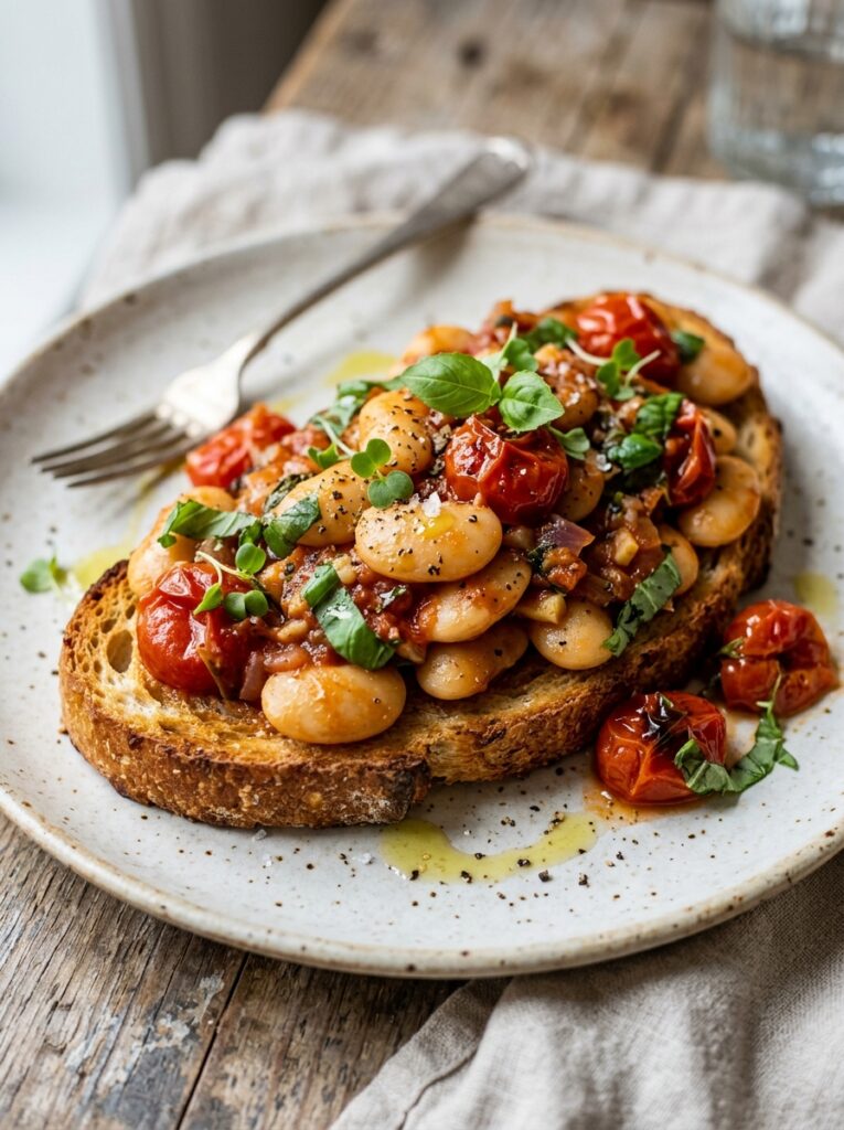 Mediterranean Tomato Basil Butter Beans on Toast Recipe 12 Tomato basil butter beans toast 202605121555