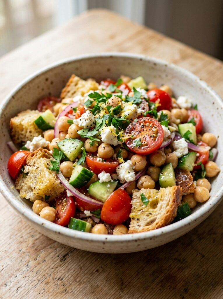 Mediterranean Tomato Chickpea Bread Salad Recipe 12 Tomato chickpea bread salad recipe 202605211258